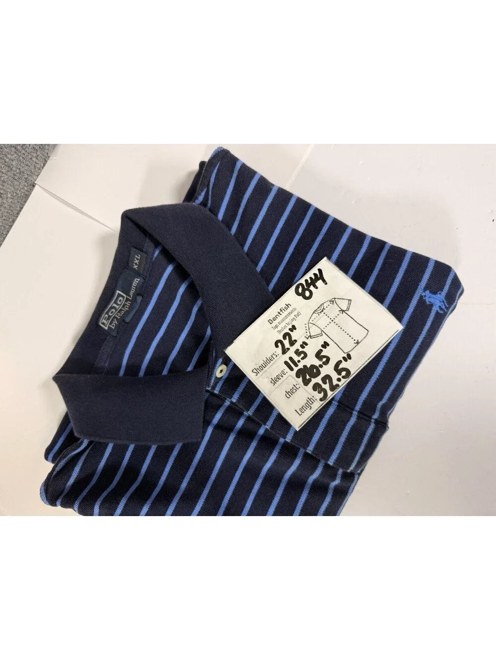 Vintage Polo Ralph Lauren Men’s Short Sleeve Polo Shirt Blue Striped XXL